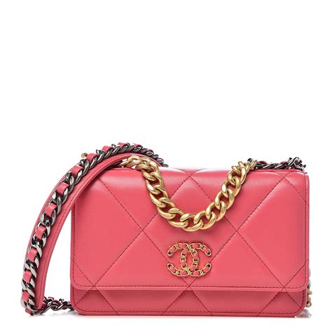 chanel 19 wallet on chain pink|chanel wallet on chain details.